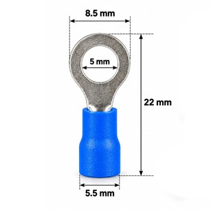 PowerMaster PM-39059 1,5-2,5mm2 Kesit 22x8x6,5mm Soket Mavi İzoleli Kablo Pabucu (100lü Paket)