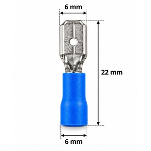 PowerMaster PM-39061 1,5-2,5mm2 Kesit 22x6x6mm Soket Mavi İzoleli Kablo Pabucu (100lü Paket)