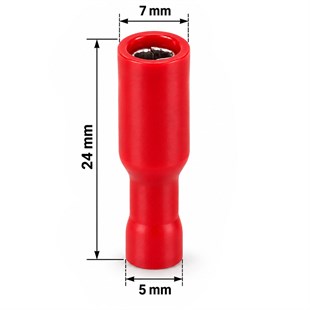 PowerMaster PM-39064 0,5-1,5mm2 Kesit 24x7x5mm Soket Kırmızı İzoleli Kablo Pabucu (100lü Paket)