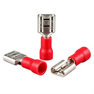 PowerMaster PM-39067 0,5-1,5mm2 Kesit 20x7x5mm Soket Kırmızı İzoleli Kablo Pabucu (100lü Paket)