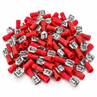 PowerMaster PM-39067 0,5-1,5mm2 Kesit 20x7x5mm Soket Kırmızı İzoleli Kablo Pabucu (100lü Paket)