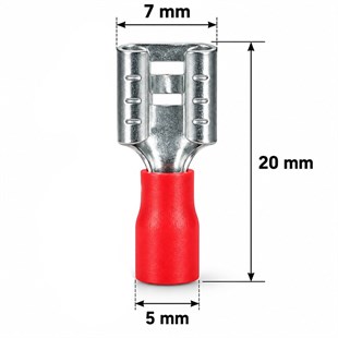 PowerMaster PM-39067 0,5-1,5mm2 Kesit 20x7x5mm Soket Kırmızı İzoleli Kablo Pabucu (100lü Paket)