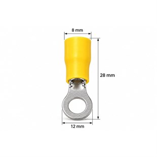 PowerMaster PM-39079 4-6mm2 Kesit 28x12x8mm Soket Sarı İzoleli Kablo Pabucu (100lü Paket)