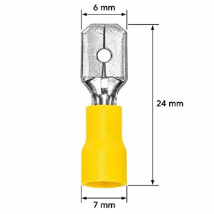 PowerMaster PM-39081 4-6mm2 Kesit 24x7x6mm Soket Sarı İzoleli Kablo Pabucu (100lü Paket)