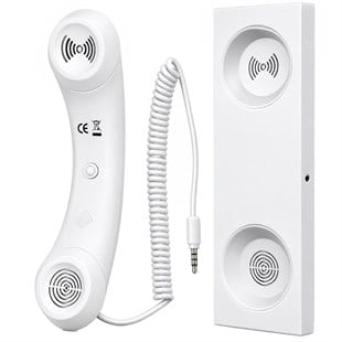 PowerMaster PM-39122 Retro-Nostaljik 3.5mm Girişli Beyaz Telefon Ahizesi