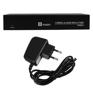 PowerMaster PM-4832 8 Port Video Stereo Audio Dağıtıcı Çoğaltıcı 1024X768-85HZ