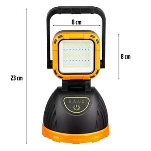 PowerMaster PM-8033A Solar Şarjlı 6 Modlu EL Feneri Ve Işıldak Acil Durum Lambası (Beyaz Sarı Kırmızı)