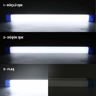 PowerMaster T530 32cm 40W Çubuk Portatif LED Işıldak Şarjlı Tüp Lamba 1200mAh