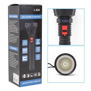 Powermaster L-826 USB Şarjlı 3 Kademeli 500 Lümen Led El Feneri