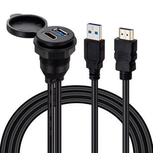 Powermaster PM-12428 USB 3.0 + HDMI 2 Metre Uzatma Kablolu Araç Kontrol Paneli (Gömme Montaj)
