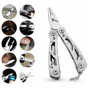Powermaster PM-24603 Paslanmaz Çelik Katlanabilir Çok Fonksiyonlu Pense Multitool Çakı Anahtarlık