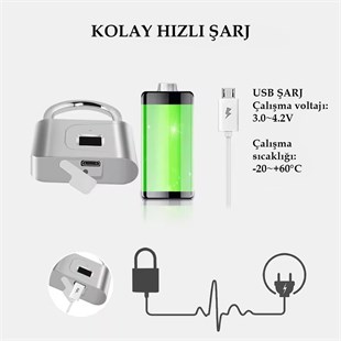 Powermaster PM-26729 Anahtarsız Şarjlı Parmak İzi Güvenlik Kilidi Asma Kilit