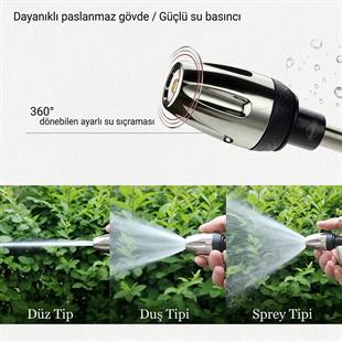 Powermaster PM-29663 Yüksek Basınçlı Uzun Çubuklu Araç Yıkama ve Sulama Seti