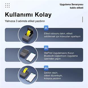 Powermaster PM-29886 Çok Amaçlı Bluetooth Destekli Taşınabilir Akıllı Termal Etiket Yazıcısı