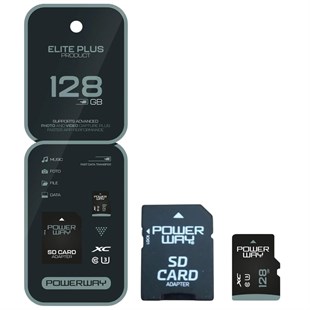 Powerway Elite Plus 128 GB Class 10 U3 XC Micro SD Hafıza Kartı
