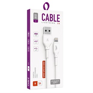 Powerway IP27 1 Metre 3A Lightning Hızlı Şarj ve Yüksek Hızlı Data Kablosu