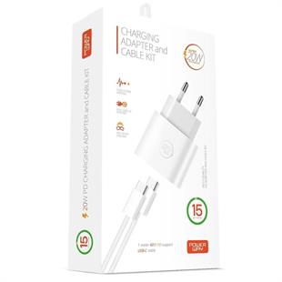 Powerway RXS27 20W Type-C Şarj Adaptörü - Kablo Seti (Apple 15 Pro-Pro Max Uyumlu)
