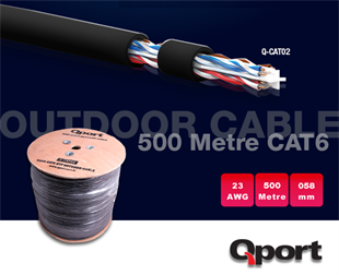 QPORT Q-CATO2 CAT6 23 AWG UTP 500M OUTDOOR KABLO