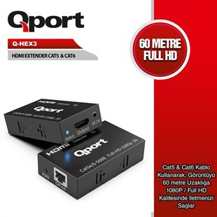 QPORT Q-HEX3 HDMI-CAT6 60metre HDMI Extender