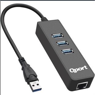QPORT Q-U3G 3PORT USB3.0 ÇOKLAYICI - GIGABIT ETHERNET ADAPTOR
