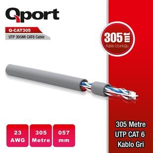 Qport Q-CAT6 305m CAT6 gri 23AWG kablo