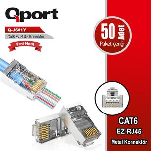 Qport Q-J601Y CAT6 EZ-RJ45 50lik metal yeni nesil
