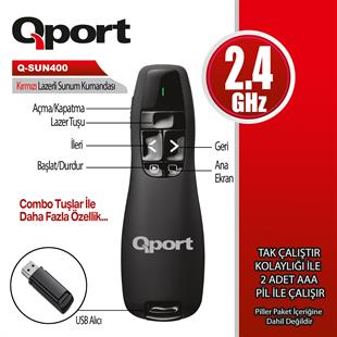 Qport Q-SUN400 USB 2.4GHz sunum kumandası