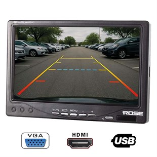 ROSE MR-70HD 7” FULL HD IPS VGA EKRAN-HDMI GİRİŞİ-2 ADET VİDEO GİRİŞİ GÖMÜLÜ VE AYAKLI-MONTAJ UZAKTAN KUMANDA-KAMERA TETİKLEME UCU -  ANALOG
