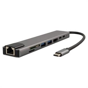 Raca RC-29630 Type-C 8in1 HDMI Çok Fonksiyonlu USB 3.0 Dock Station (Macbook - PC - Playstation - Xbox)