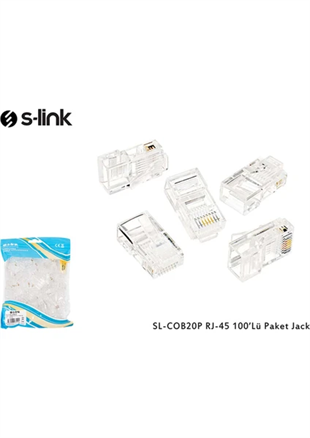 S-LINK SL-COB20P CAT6 UTP Yeni Nesil RJ45 Konnektör (100 Adet)