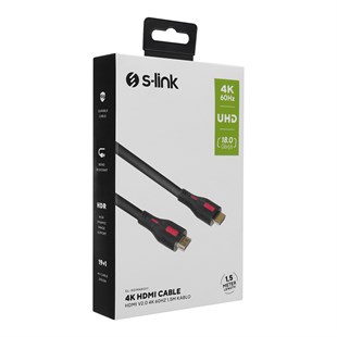 S-LINK SL-HDM4K011 1.5 Mt v2.0 4K (3840*2160) 60Hz HDMI Kablo