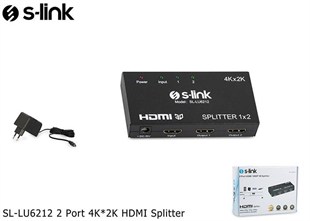 S-LINK SL-LU6212 2 Port 4K*2K HDMI Splitter (Çoklayıcı) Adaptörlü