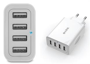 S-LINK Swapp SW-C8 4*USB 5V 5.6A Ev Şarj Adaptör