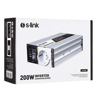 S-Link SL-200W-12 200 Watt DC 12V - AC 230V Anahtarlı Tek USB Portlu Çakmaktan Power Inverter