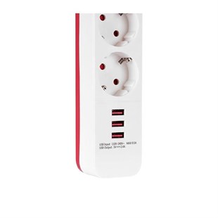 S-Link SPG403U 1.5 Metre 4lü Anahtarlı Akım Korumalı Usb Girişli