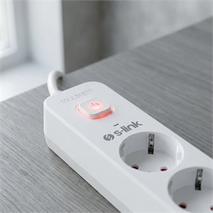 S-Link SPG501S 1.5 Metre Kablolu 750 Joule 1.5 Mm Anahtarlı 5li Akım Korumalı Priz