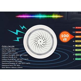 S-Link Swapp SL-EG03 Akıllı Ev Güvenliği Isı ve Nem Göstergeli Kablosuz Siren Wifi TUYA Destekli