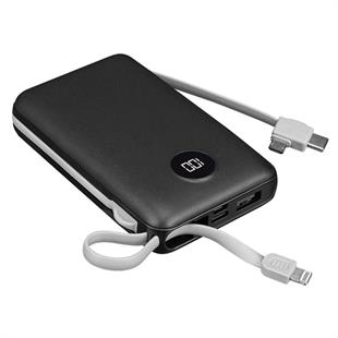 S-link P102 10000mAh PRM 2*USB+Type-C+Micro+Lightning Siyah LCD Taşınabilir Pil Şarj Cihazı Powerbank