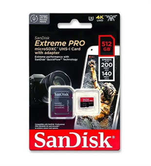 SANDISK 512GB EXTREME PRO SDSQXCD-512G-GN6MA A2 200MB/s MicroSD Hafıza Kartı