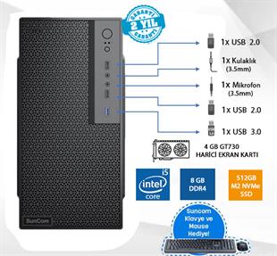 SUNCOM Business SC3-B03 i5-12400F 8GB 512GB SSD 4gb GT730 DOS Masaüstü PC Wi-Fi