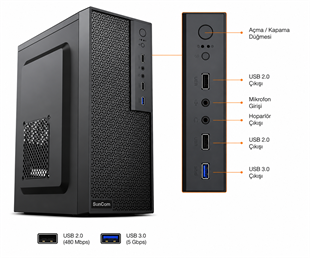 SUNCOM Force SC3-137-V2 i5-7500 8GB 512GB SSD O/B DOS Masaüstü PC (NO-KLV-MOU)
