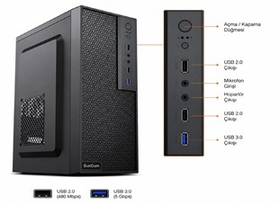 SUNCOM Force SC3-183 i3-10100 8GB 256GB SSD O/B DOS Masaüstü PC (NO-KLV-MOU)