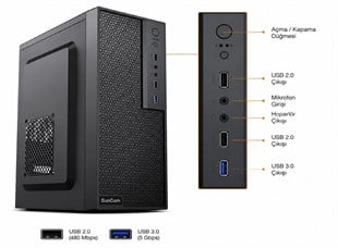 SUNCOM Force SC3-183 i3-10100 8GB 256GB SSD O/B DOS Masaüstü PC (NO-KLV-MOU)