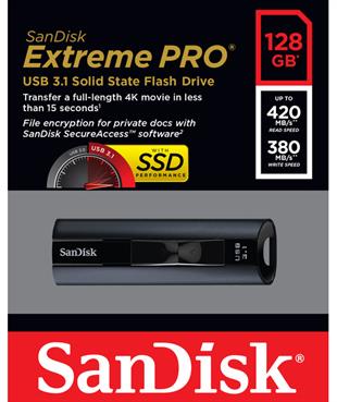 SanDisk Extreme PRO USB 3.1 Solid State Flash Drive 128GB