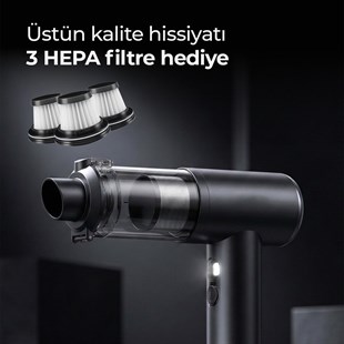 Snapron SNV-3001 100W 17000PA Şarjlı Mini Araç ve Ev Süpürgesi + EVA Taşıma Çantalı Çok Fonksiyonlu Set