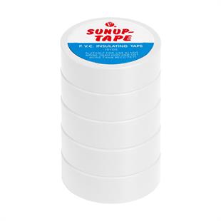 Sunup SN-27924 Beyaz 0.13x18mm İzole PVC Elektrik Yalıtım Bant (5li Paket)
