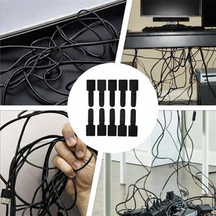 Sunup SN-29138 SiyahYapışkanlı 10lu Kablo Düzenleyici