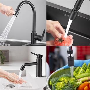 Sunup SN-29318 Çift Hız Ayarlı Siyah Musluk Başlığı