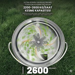 Sunup SN-29961 Profesyonel Elektrikli Hayvan Yemi Hazırlama Ot ve Sebze Parçalama Makinesi 1400W