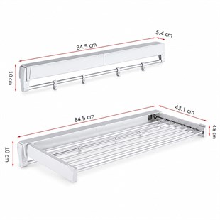 Sunup SN-37717 Katlanabilir Çamaşır Askılığı Duvara Monte Gizli Balkon Akordeon Kurutma Beyaz